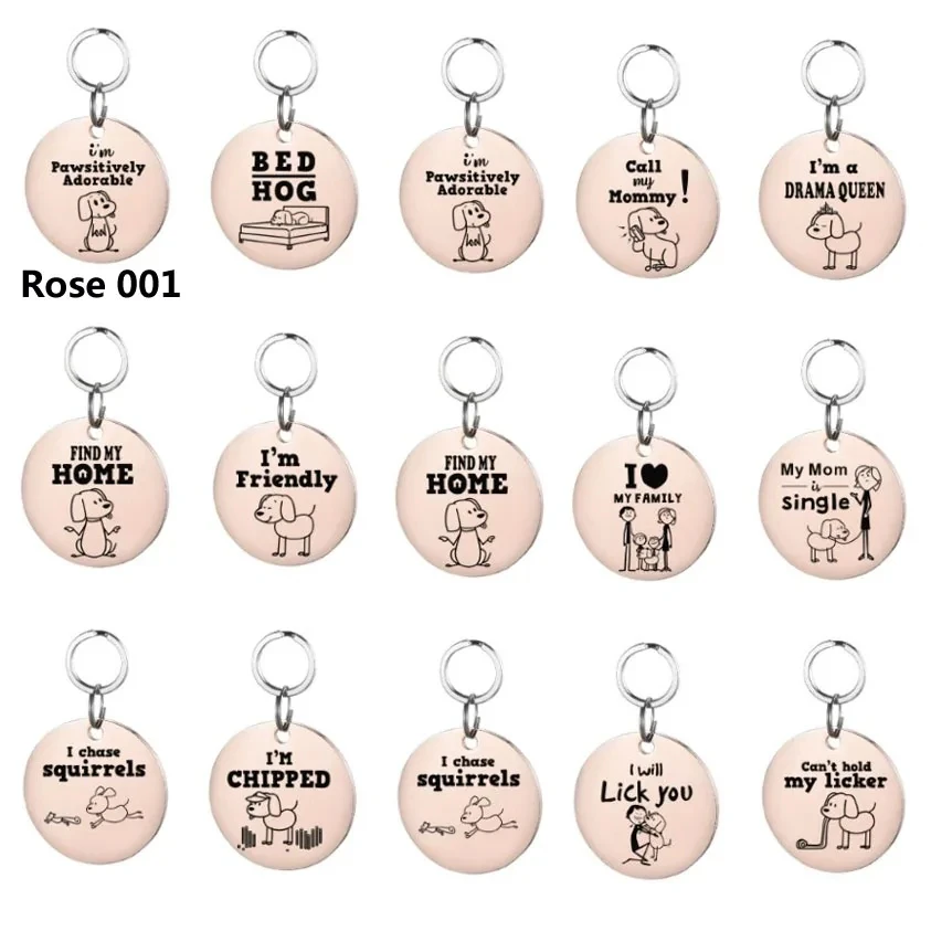 Free Engraved Pet ID Tags for Puppy, Custom Keyring Anti-lost Name Personalized Pendant, Kitten Collar Tag Dog Accessories