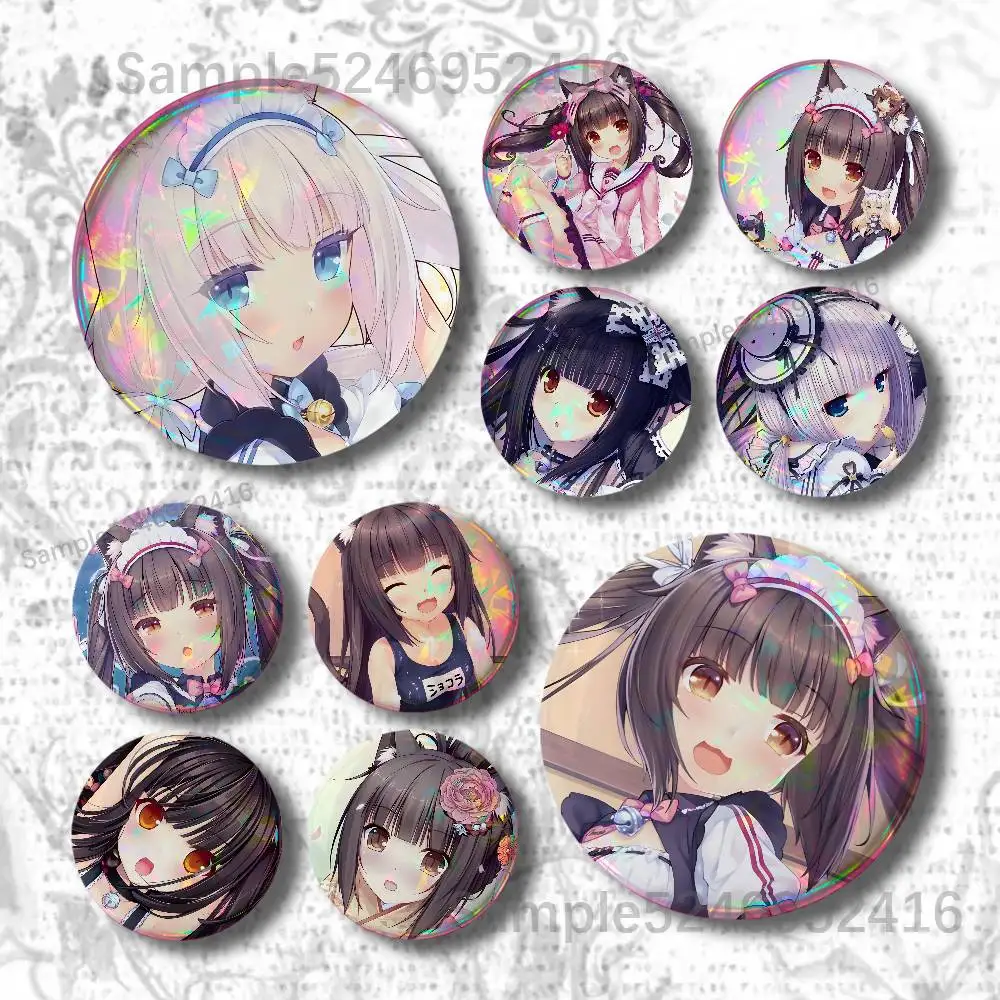 N-Nekopara Game Cat Laser Badge Creative Pins Brooch for Bag Clothes Hat Decor Gifts Fans Collect Accessories Lapel Pin