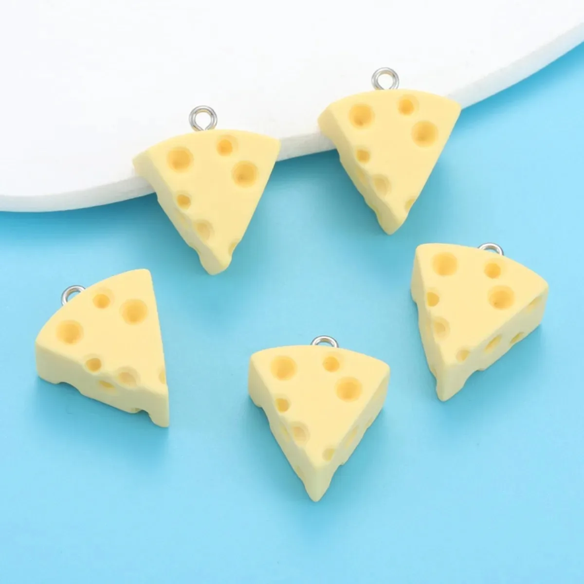 10pcs Fun Simulation Mini Triangle Cheese Resin Charms Yellow Pendant Earring Keychain Decor Diy Jewelry Making Wholesale