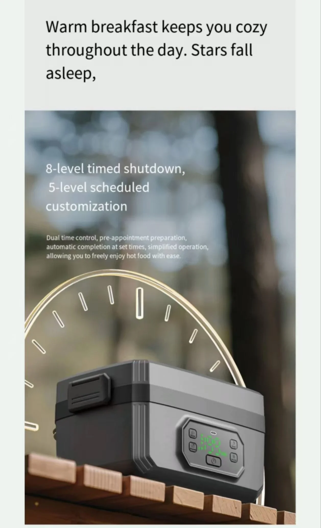 Cordless Rechargeable Lunch Box, Quick Heating, Water-free Bento Box, Student Office, Large Capacity,Power Storage, Outdoor