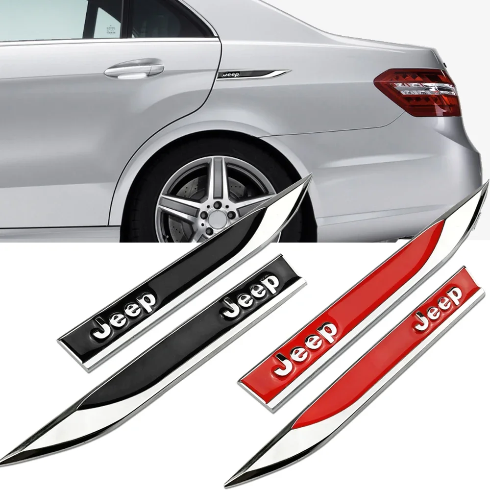 

2pcs Car Accessories: Side Door Body Fender Metal Decals for Wrangler, Grand Cherokee, Avenger, Compass, Wagoneer, Gladiator, Pa