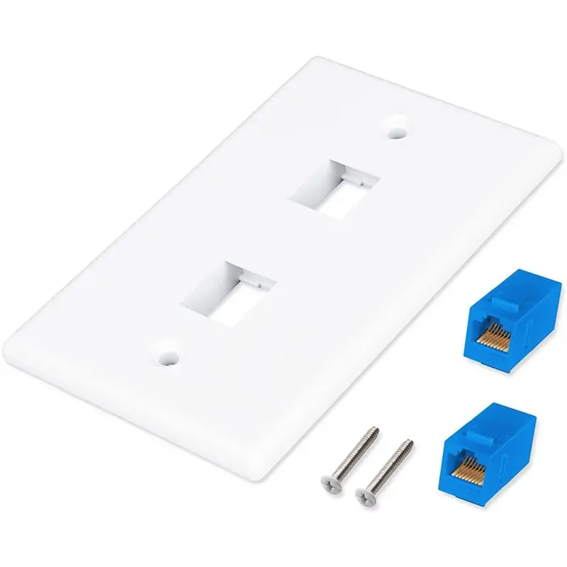 A27F-4-Pack 2 Port Ethernet Wall Plate, RJ45 Cat6 Female To Female Jack Inline Coupler Face Plates, 2-Port