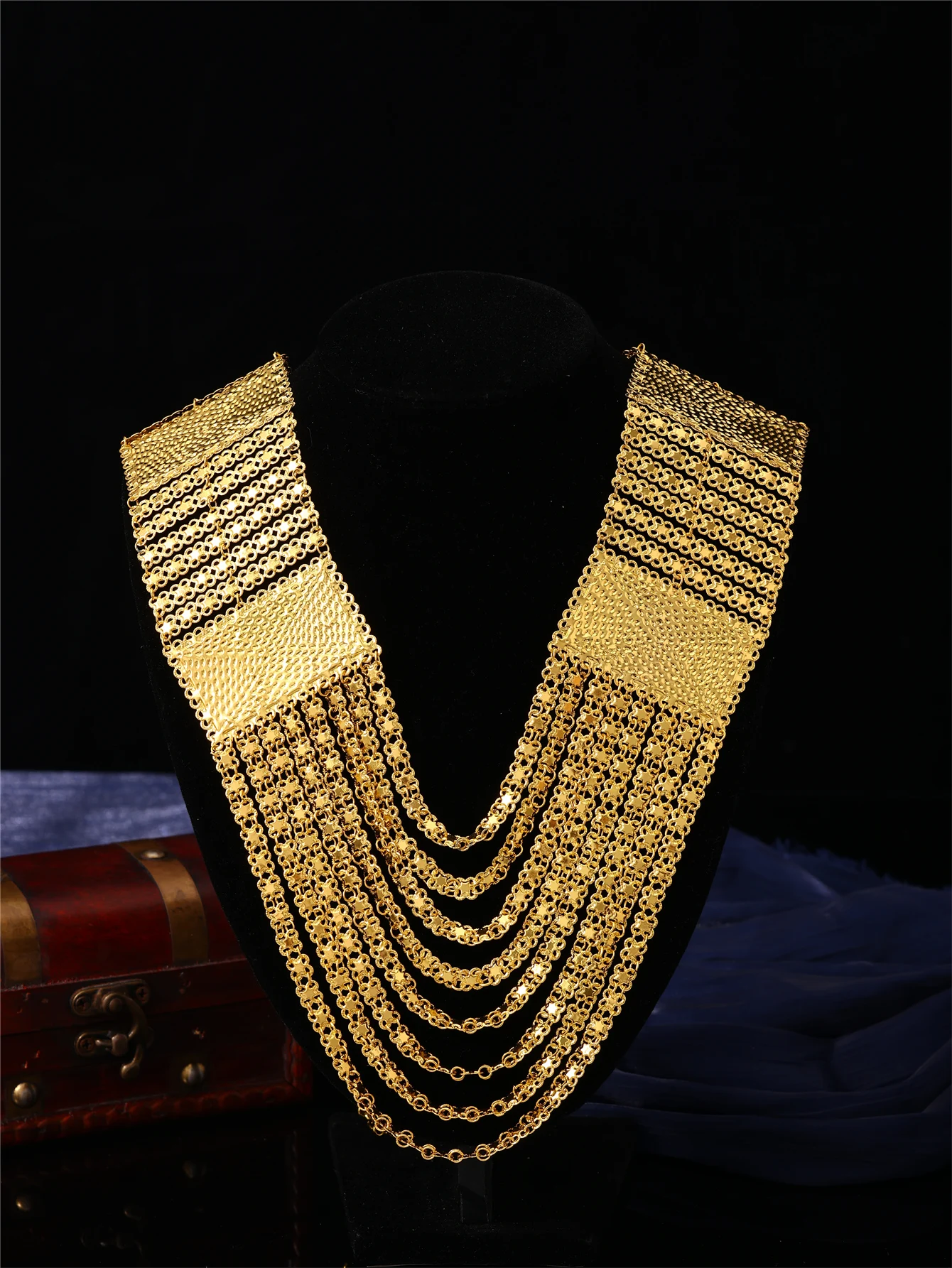 

1 шт., роскошное многослойное струящееся ожерелье в арабском стиле для женщин-женские украшения для свадебного банкета