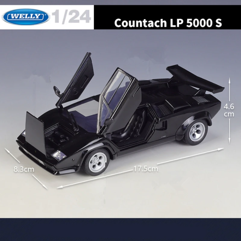 Welly-Lamborghini Countach LP5000s Modelo de Carro Esportivo, Diecasts Metal Race Car, Simulação Coleção, Brinquedo Infantil Presente, 1:24