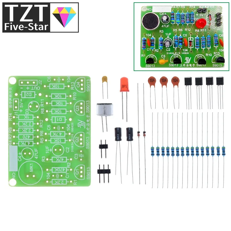 TZT Electronic Acoustic Clap Control Switch DIY Kit Sound Sensor Electronic Circuit DIY Suit Integrated PCB Module