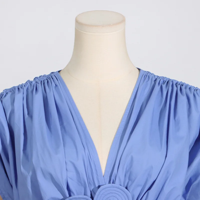 Ele Floral Design High-End Commute V-Ne Dr Korean Waist-Cinching Slimming Bal Long Dr Southeast Asian Sle ...