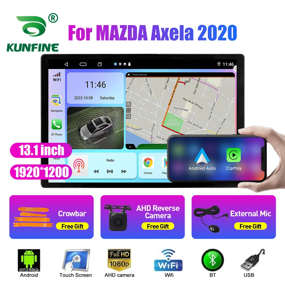 

13,1-дюймовый автомобильный радиоприемник для MAZDA Axela 2020, автомобильный DVD, GPS-навигация, стерео Carplay, 2 Din, центральное мультимедиа, Android Auto