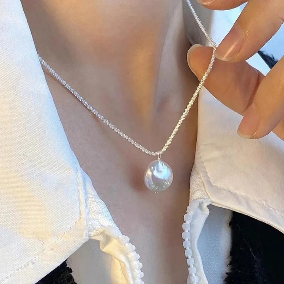 

AAA 100% Natural Baroque Coin Freshwater Pearl Beads 925 Sterling Silver Female Pendant Necklace Jewelry For Women Birthday Gift