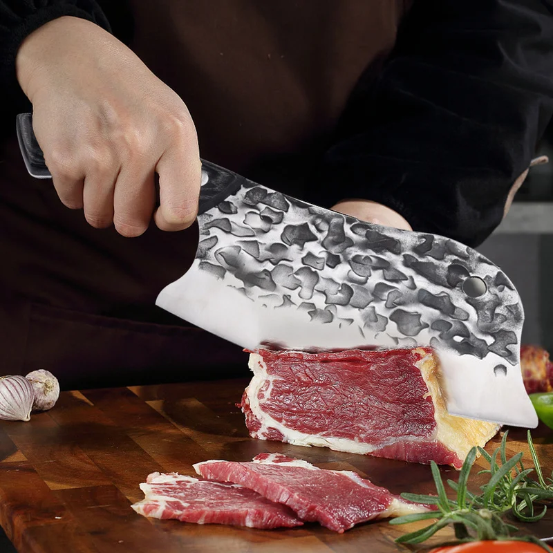 

8'' Kitchen Knife Forged Stainless Steel Chinese Knife Meat Chopping Cleaver Chef Knife Fish Vegetables Slicing Butcher Knife