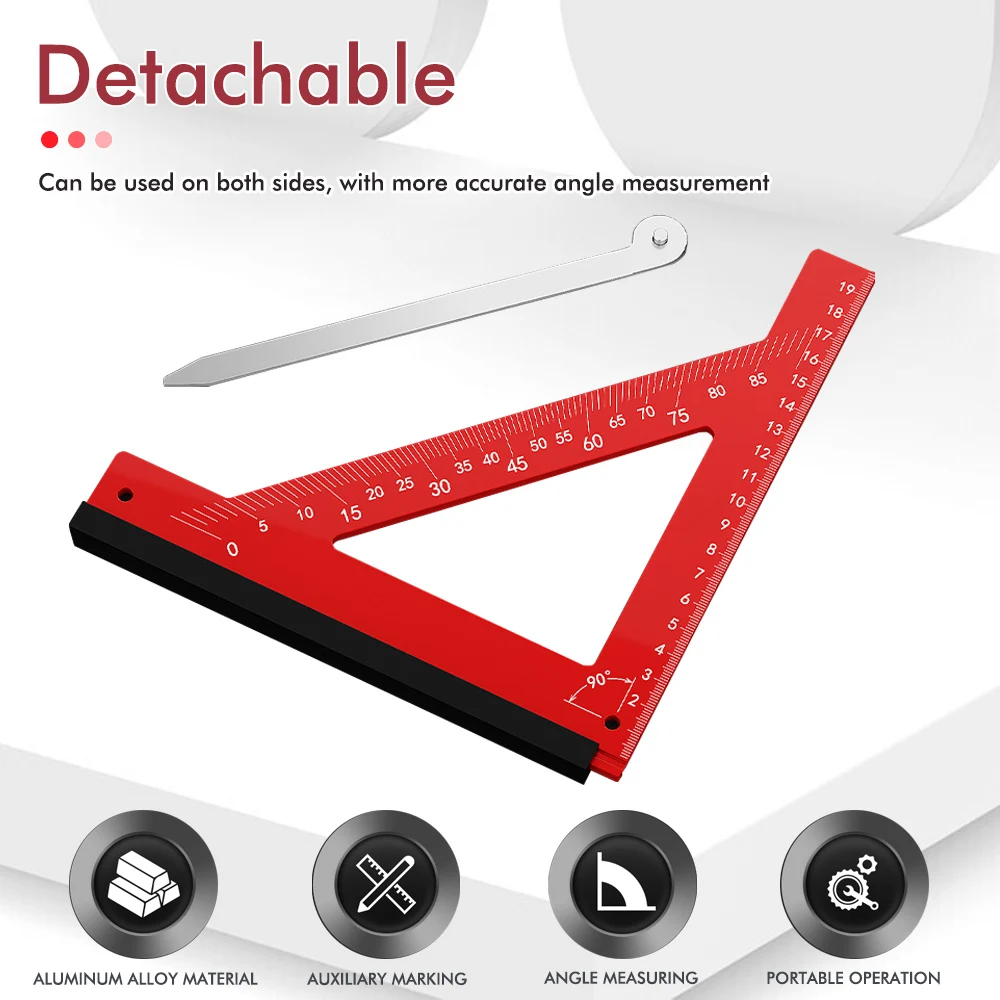 Adjustable Multi Angle Horizontal Ruler 90 Degree Square Measuring Ruler Aluminum Alloy Triangle Ruler For Engineer Carpenter