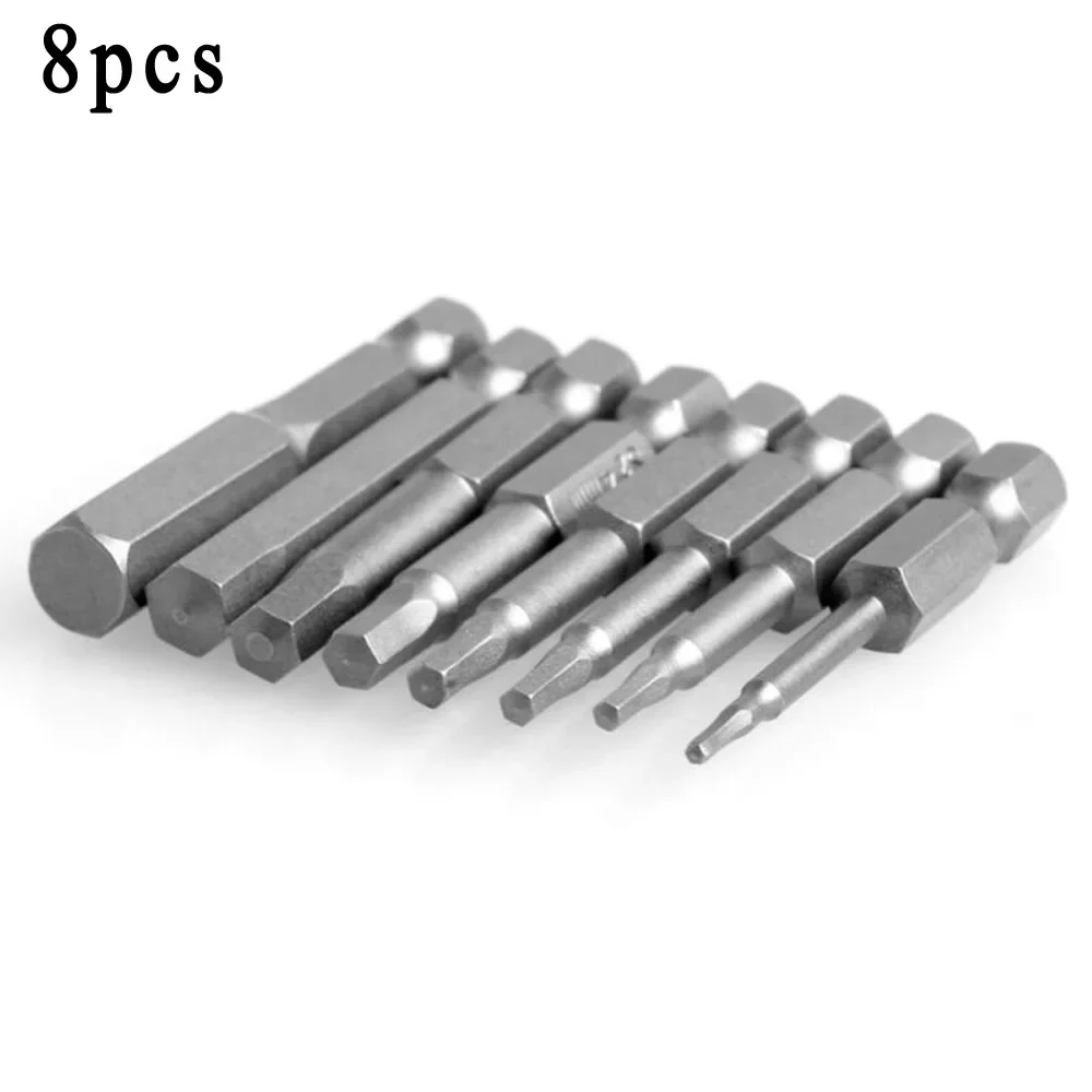 8pcs Magnetic Hex Head Screwdriver Bits 50/100mm 1/4" Hex Shank Allen-Wrench Drill Bits Set H1.5/H2-H2.5/H3/H4/H5/H6/H8