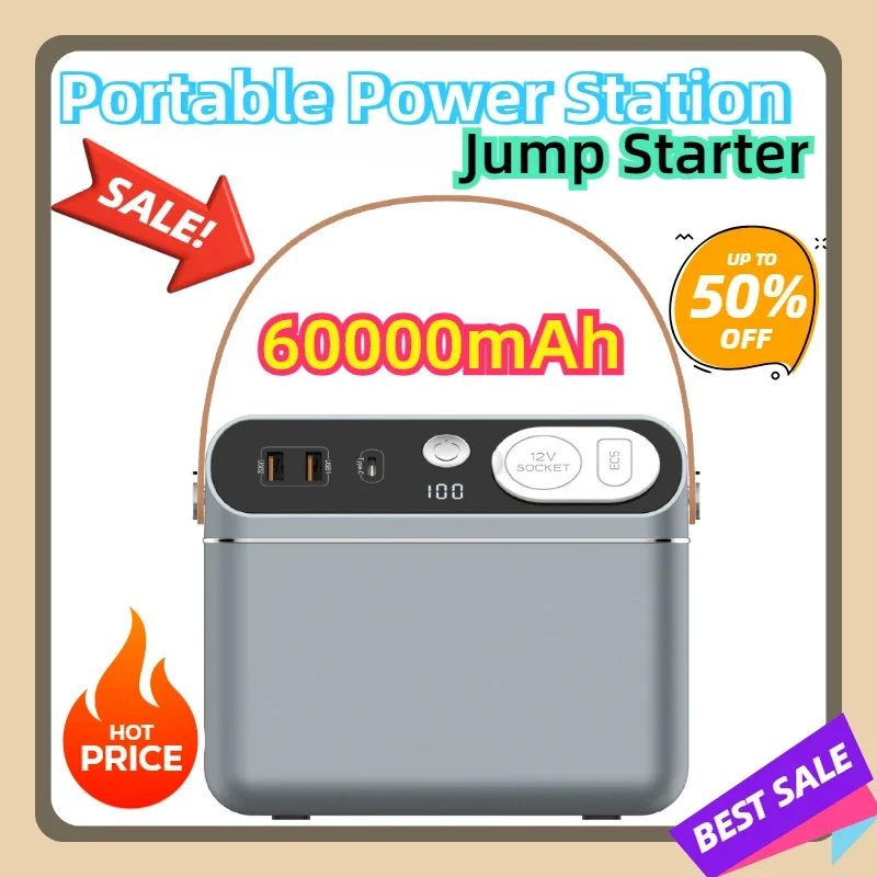 

PD 60W Charger Car Booster Outdoor Starting Device 150W Portable Power Station 60000mAh 222Wh Jump Starter Camping Power Bank