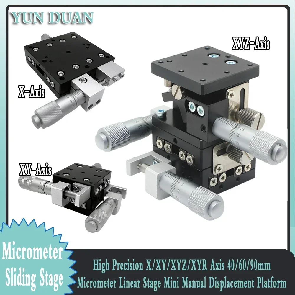 High Precision Micrometer Linear StageManual Displacement Platform XYZ Axis 40/60/90mm for Optical Equipment,Biomedical Science