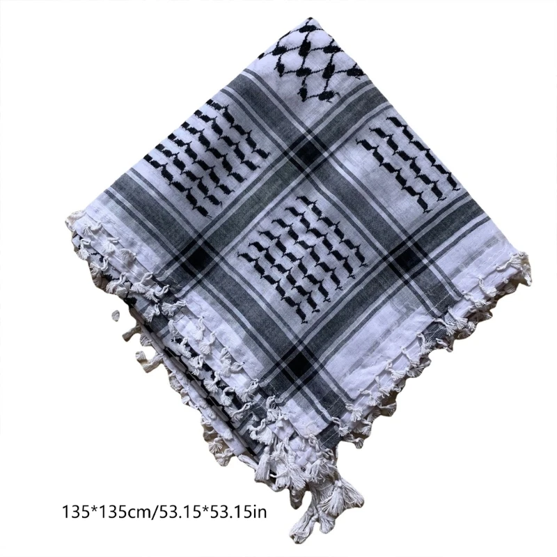 Arab Turban Shemagh Desert Keffiyeh for Head Neck Scarf White Arab Keffiyeh