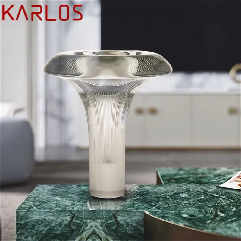 KARLOS Modern Mushroom Table Lamp Creative Design LED Grey Glass Desk Light Decorative For Home Study Bedroom