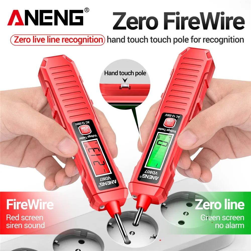 ANENG VD807 One-word Induction Portable 50/60Hz Smart Electric Pen Tester NCV Sensor AC 12-300V Non-contact Wire Detector Tools