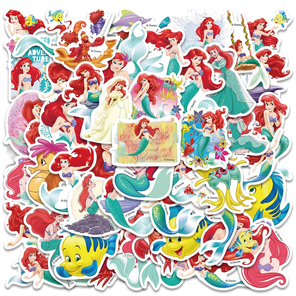 50pcs Disney The Little Mermaid Ariel Princess Stickers Aesthetic Graffiti Decals For Kids Laptop Luggage Skateboard Sticker