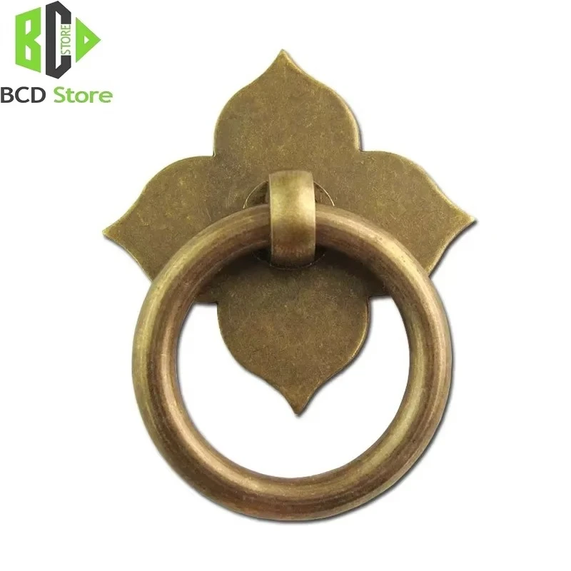 BCD Antique Drawer Pulls Kitchen Door Handles And Knobs Brass Leaf Shape Cabinet With Screw Hardware Ancient Furniture
