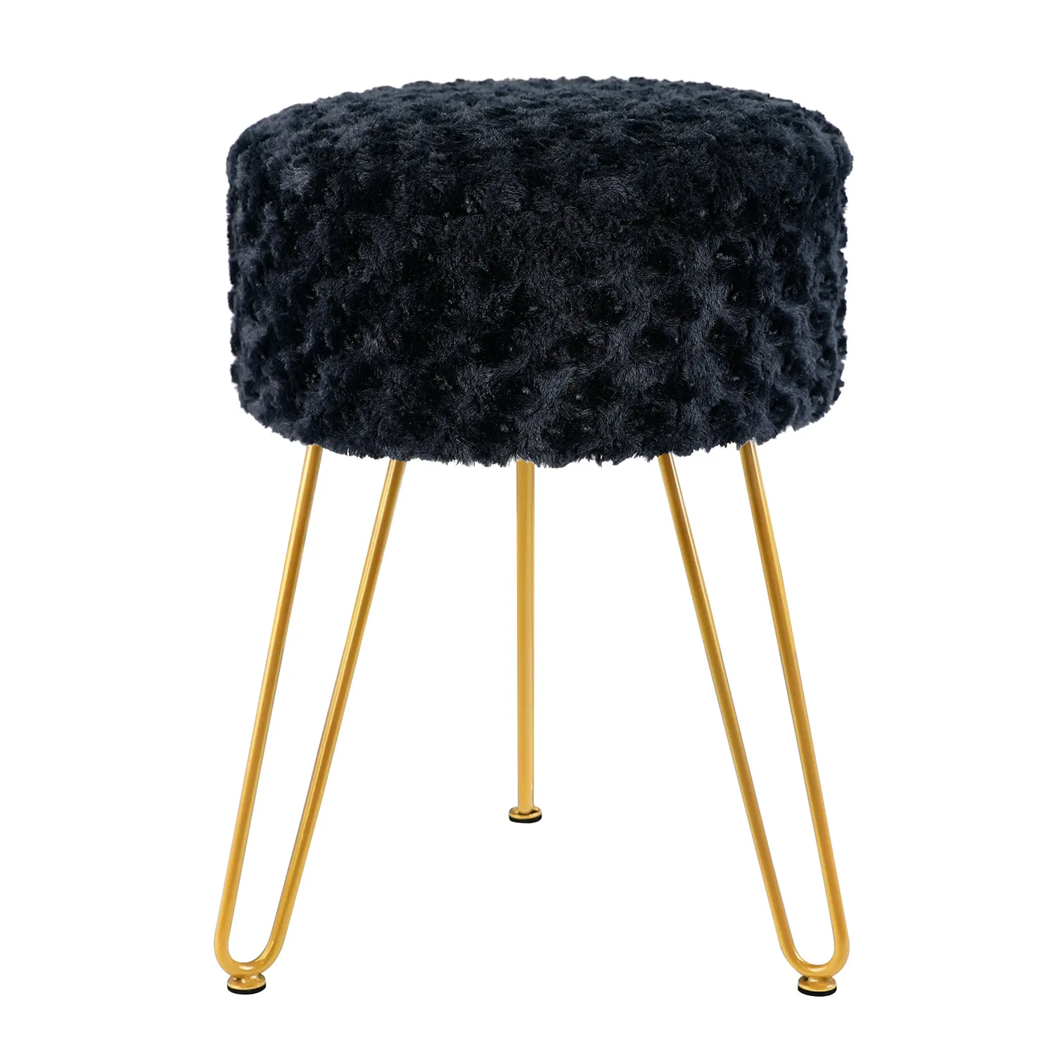 

Storage stool Nordic household simple flannel living room round stool light luxury storage metal