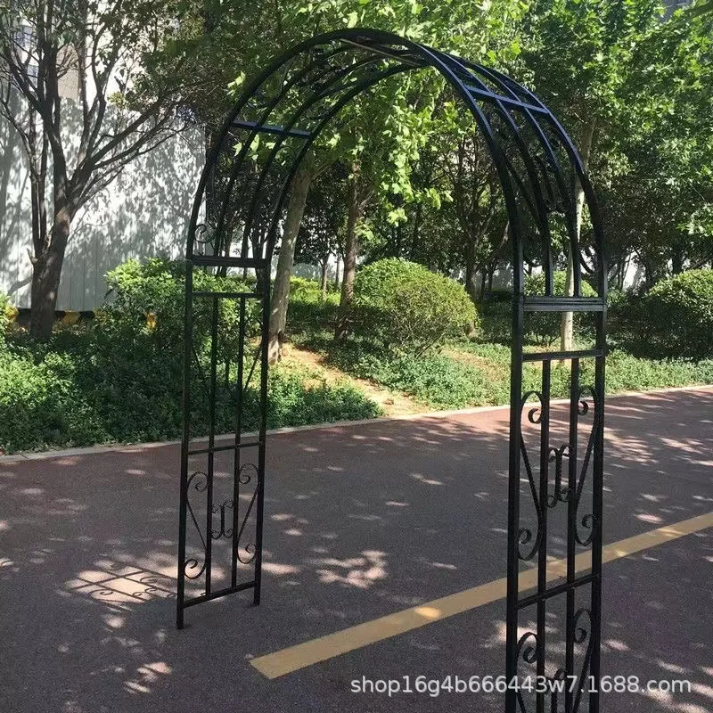 

New European-style wrought iron arch flower stand with door stand outdoor courtyard garden climbing vine stand arched gardening