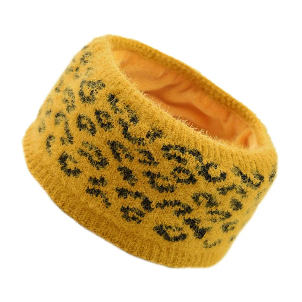 

Thickened Knitted Hair Band Leopard Print Warm Winter Headband Fashion Hair Accessories for Women Girls Yellow