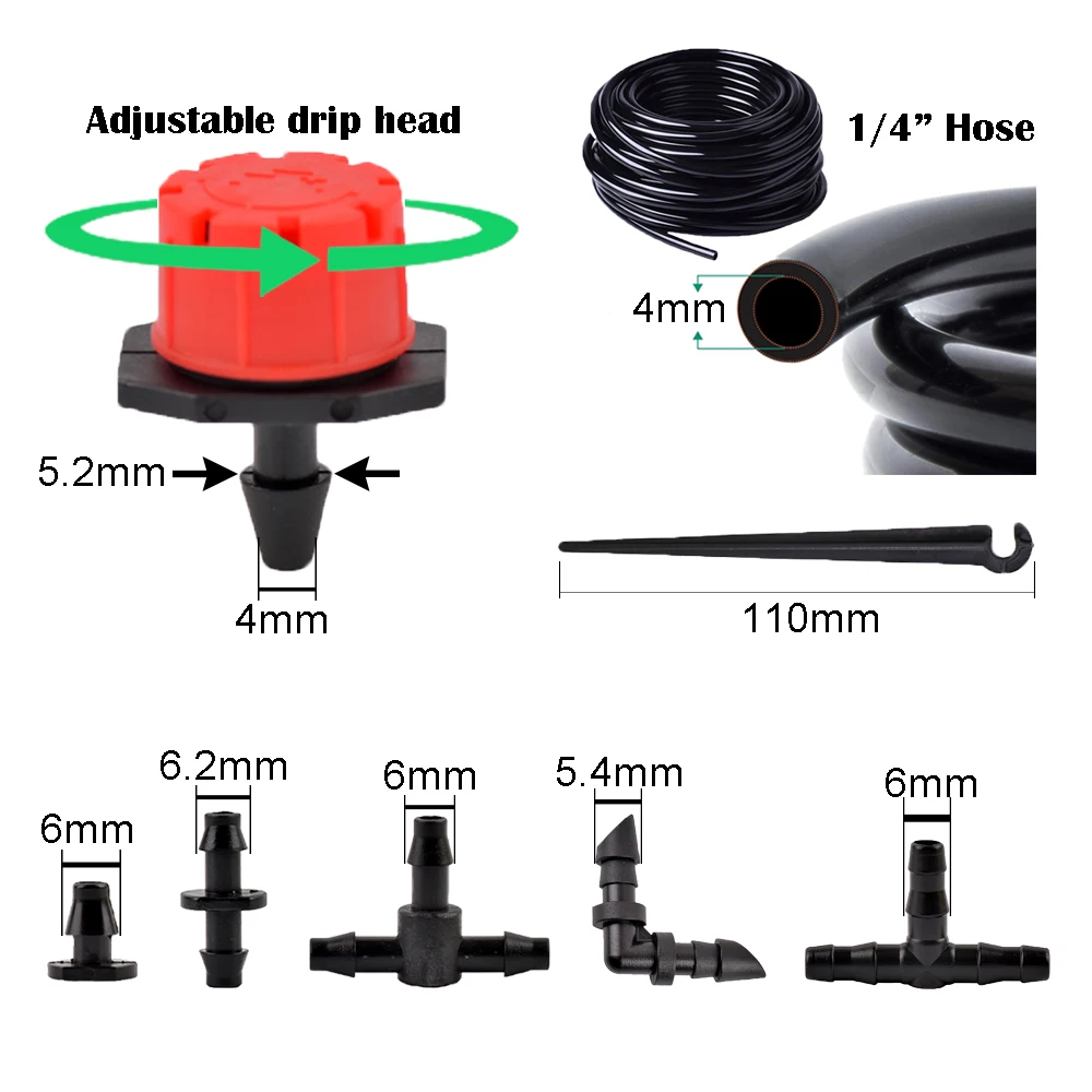 5m-50m Drip Irrigation System Automatic Watering Kit Irrigation Timer Garden Hose Adjustable Dripper Garden Tool Set