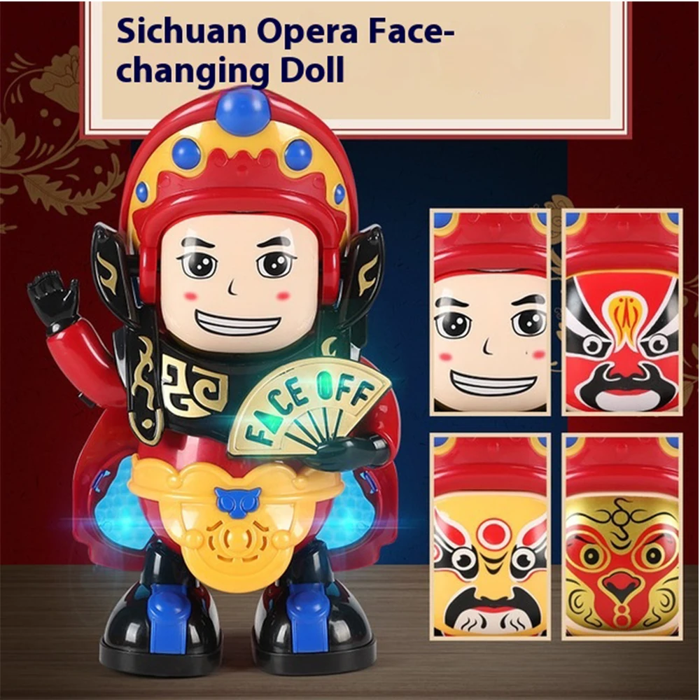 1/6 Tik Tok Same Electric Face-changing Robot Singing and Dancing Face-changing Doll Light Music Sichuan Opera CHILDREN'S Toys