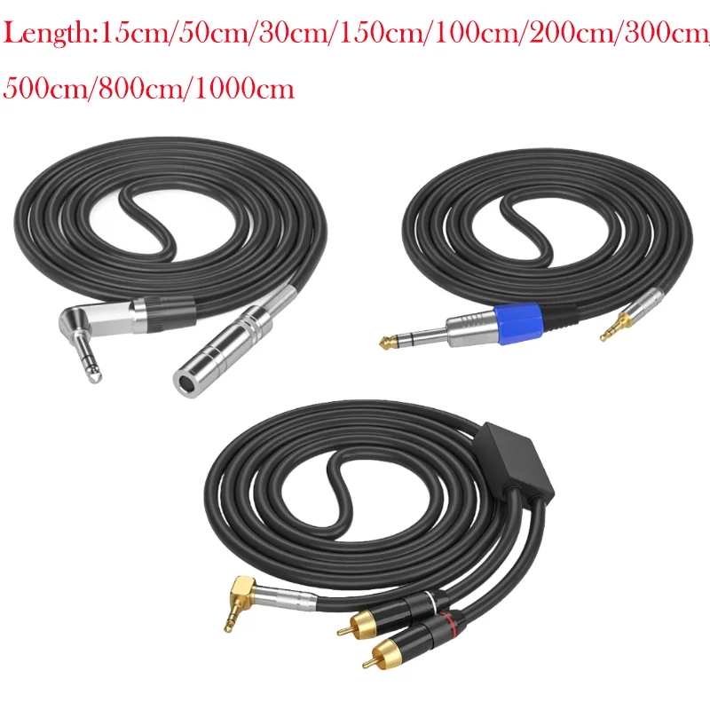 Male Cable 3.5mm to 6.35mm/2 Female Y Splitter Stereo Adapter Line Auxiliary Sound Headphone Cord Connector for Phone Speakers