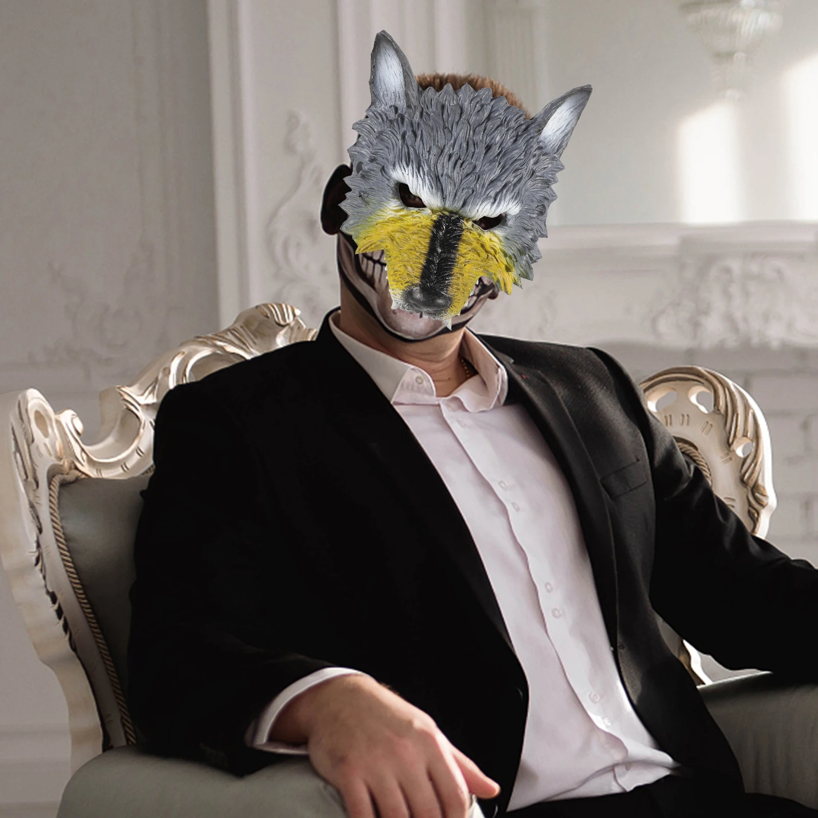 

Halloween Wolf Mask Cosplay Animal Carnival Masquerade Party Mask Prop For Adults Women Festival Costume Dance Funny Unique