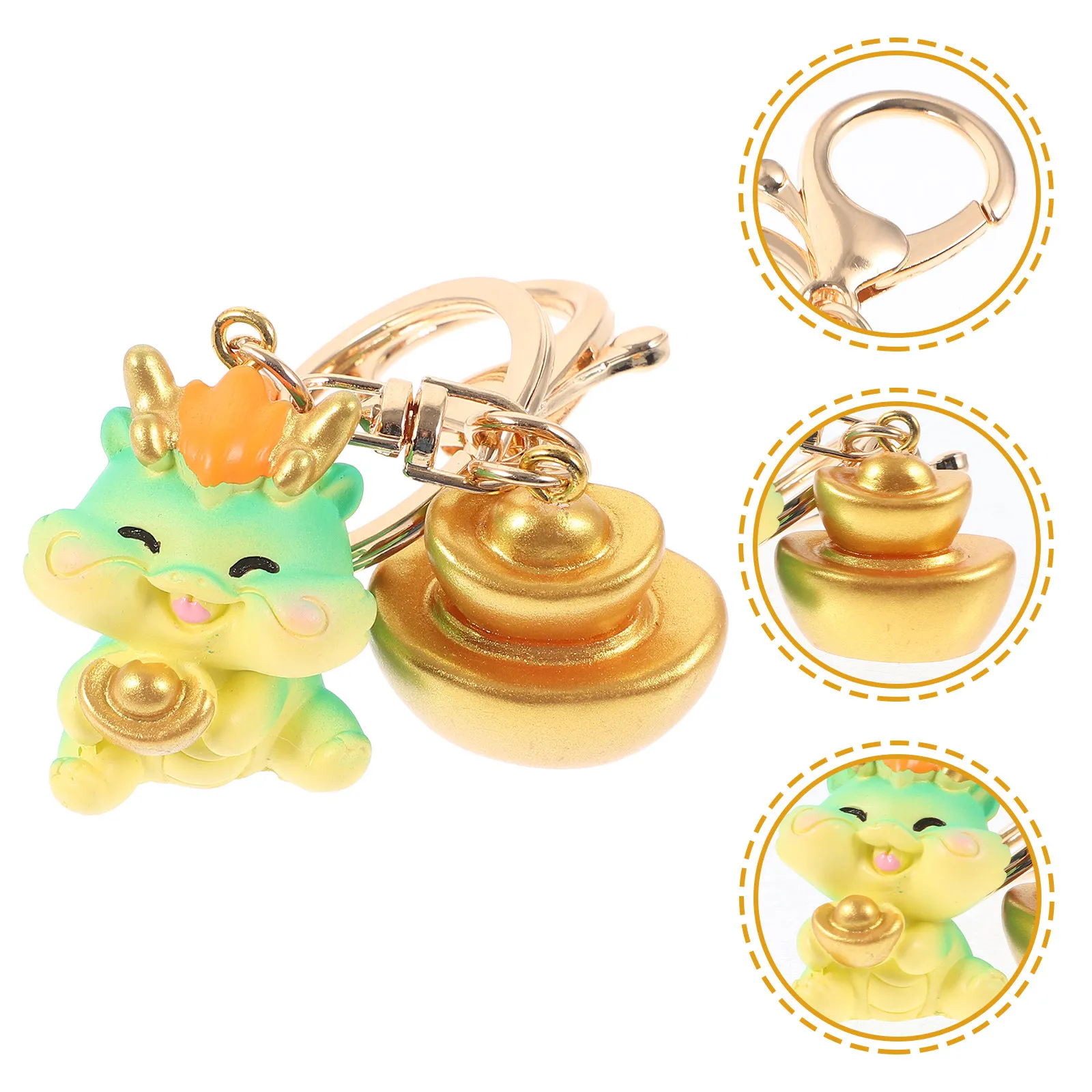 Chinese Style Dragon Keychain Cartoon Dragon Alloy Pendant Ingot Keyring Bag Decoration Backpack Hanging Ornament