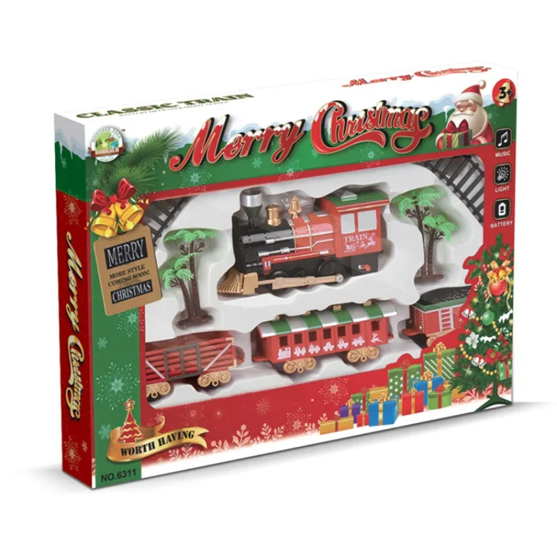 Christmas Electric Train Toy Rail Car Mini Train Track Frame With Sound Light Christmas Tree Decors Kid Toy New Year Xmas Gift