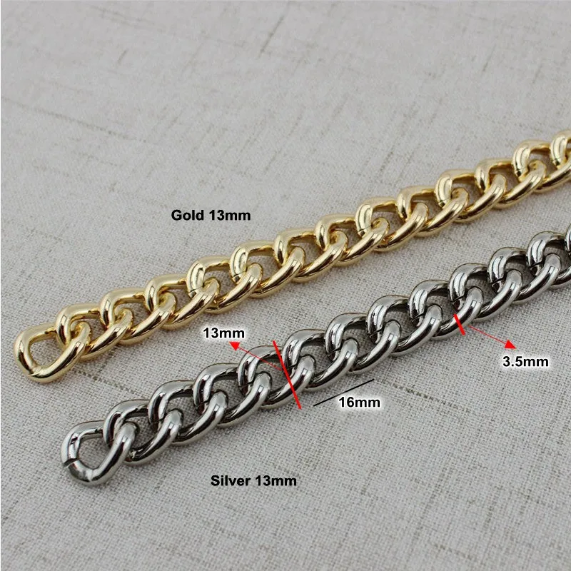 1-10 Meters 11mm 13mm 17mm 22mm rainbow Aluminium Chain Light weight  chain for hand bag purse adjusted strap Handbag Straps Bag