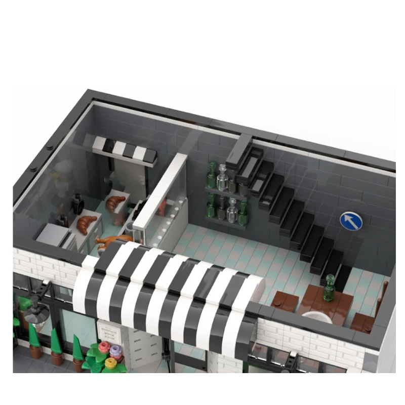 City Street View Famous Architecture Modern Features Restaurant Modular Building Blocks Assembly Model Brick Toy Gifts