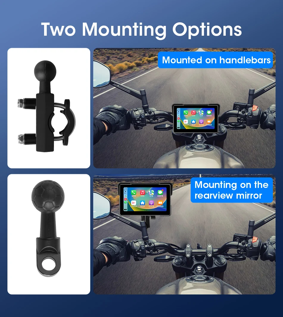 Tragbare 7 "IPX7 Wasserdichte Motorrad Navigation GPS DVR Android Auto Carplay Bildschirm für Moto Kameras Video Recorder BT Monitor – Detail 16