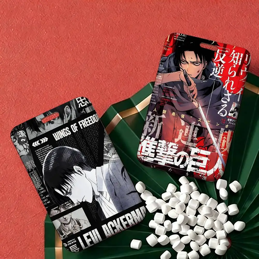 A-ttack-on-Titan Anime Levi Ackerman 1pc Credit Card Holders Bank Card Neck Strap Card Bus ID Holder Identity Badge With Lanyard