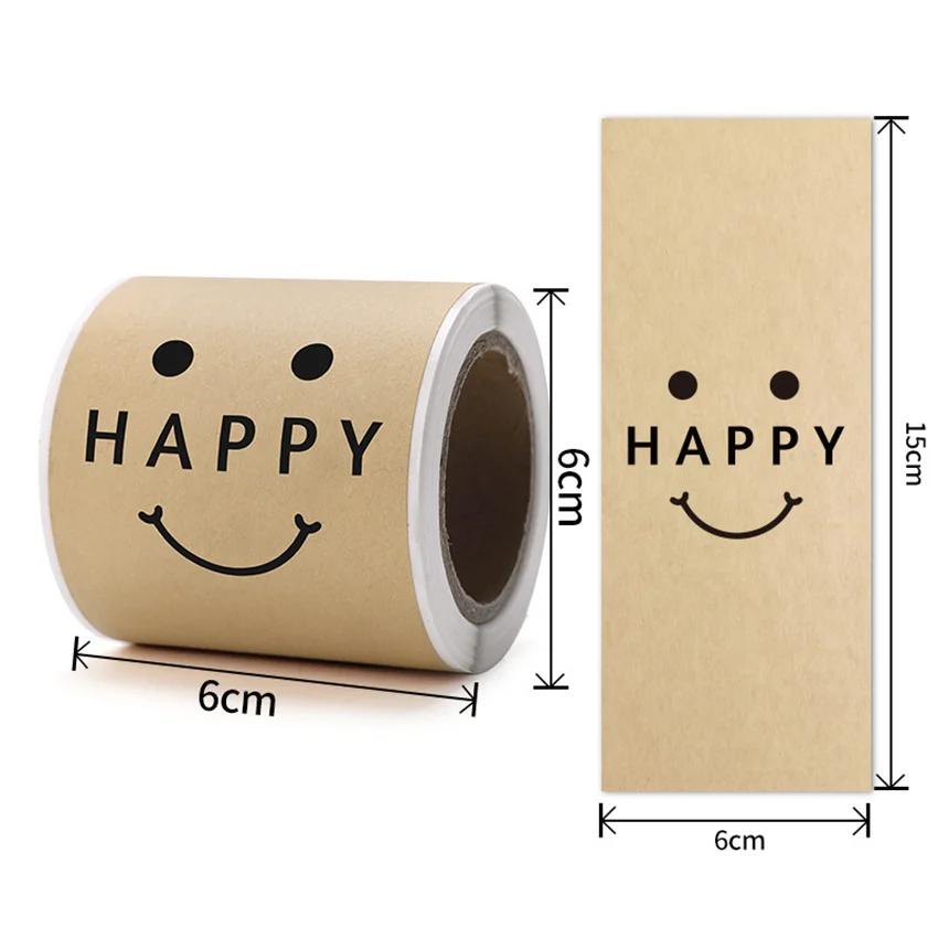 50 pezzi rettangolo Happy Smile carta kraft grazie adesivi etichette adesive per confezione regalo fai da te decorazione di compleanno di nozze