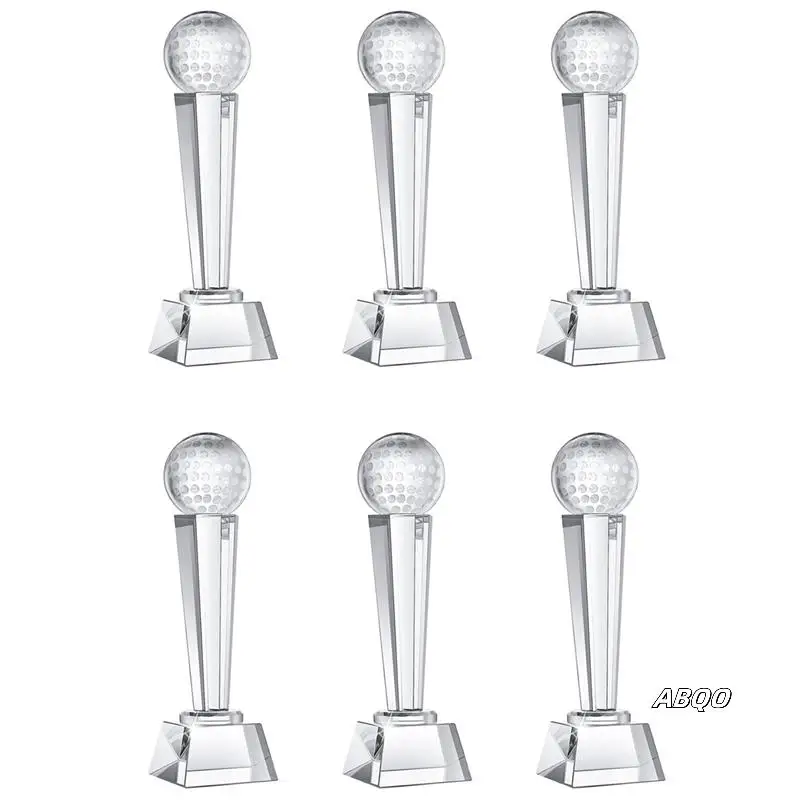 

6X 9 X 2.8 Inch Crystal Glass Golf Trophy For Adults Kids Golf Tournament Table Desktop Decor