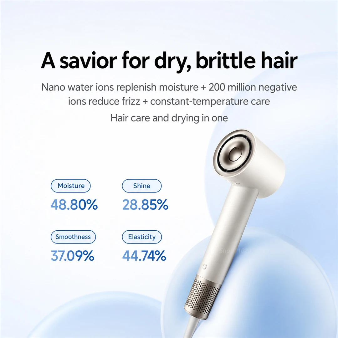 NEW Original MIJIA High-Speed Water Ion Hair Dryer Nano Water Ion 200M Negative Ions 57C Constant Temperature Fast Dry 220V CN
