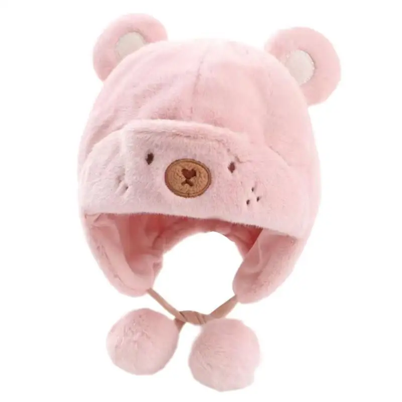 

U13F Baby Warm Earflap Hat Plush Adjustable Size Ear Protections Hat for Boy & Girls