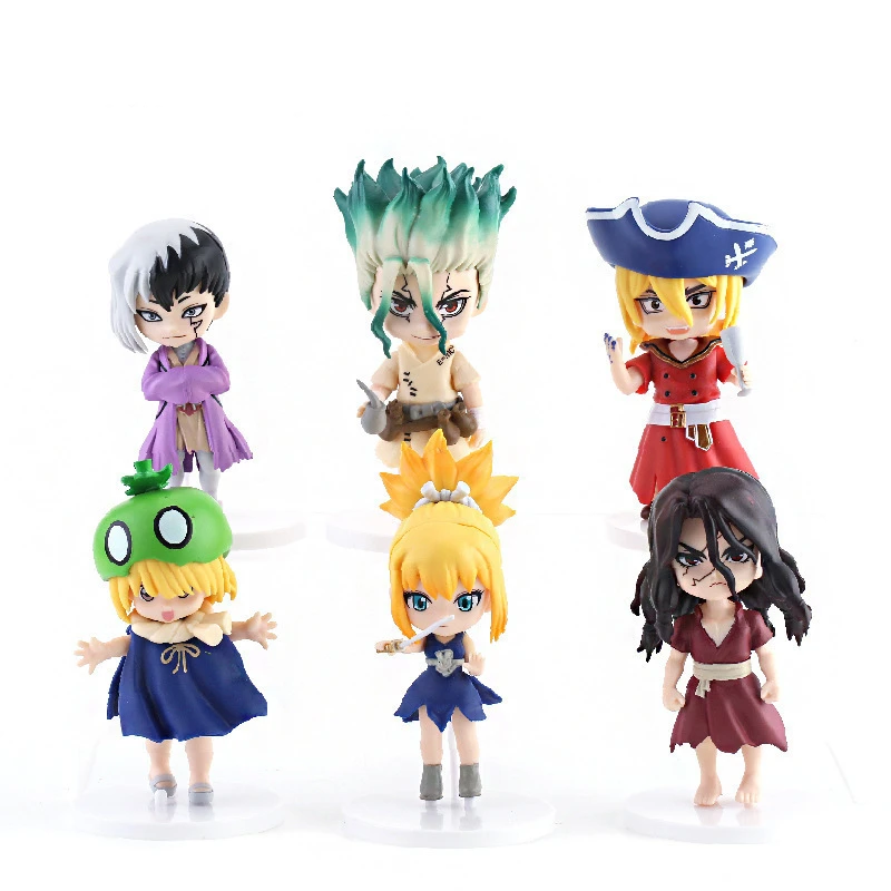 6 Pcs/Set Dr.STONE 10cm Figure Kingdom of Science Ishigami Senkuu Kohaku Kawaii PVC Model Figurine Anime Decoration