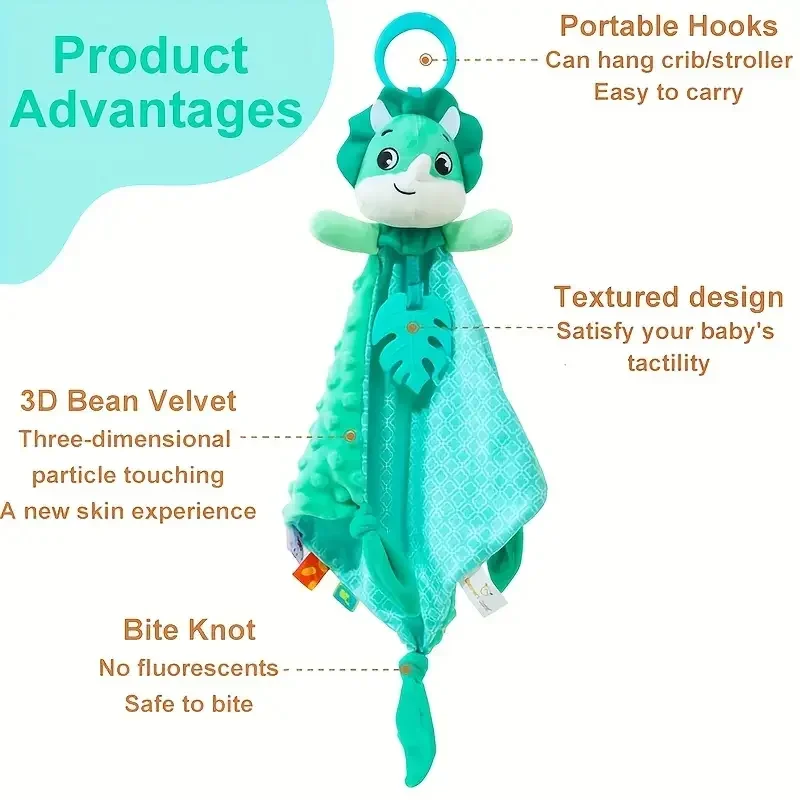 Coperta di sicurezza per bambini, peluche, volpe, elefante, dinosauro, morbido, adorabile, regali per bambini per neonati, giocattoli per bambini in peluche coccole