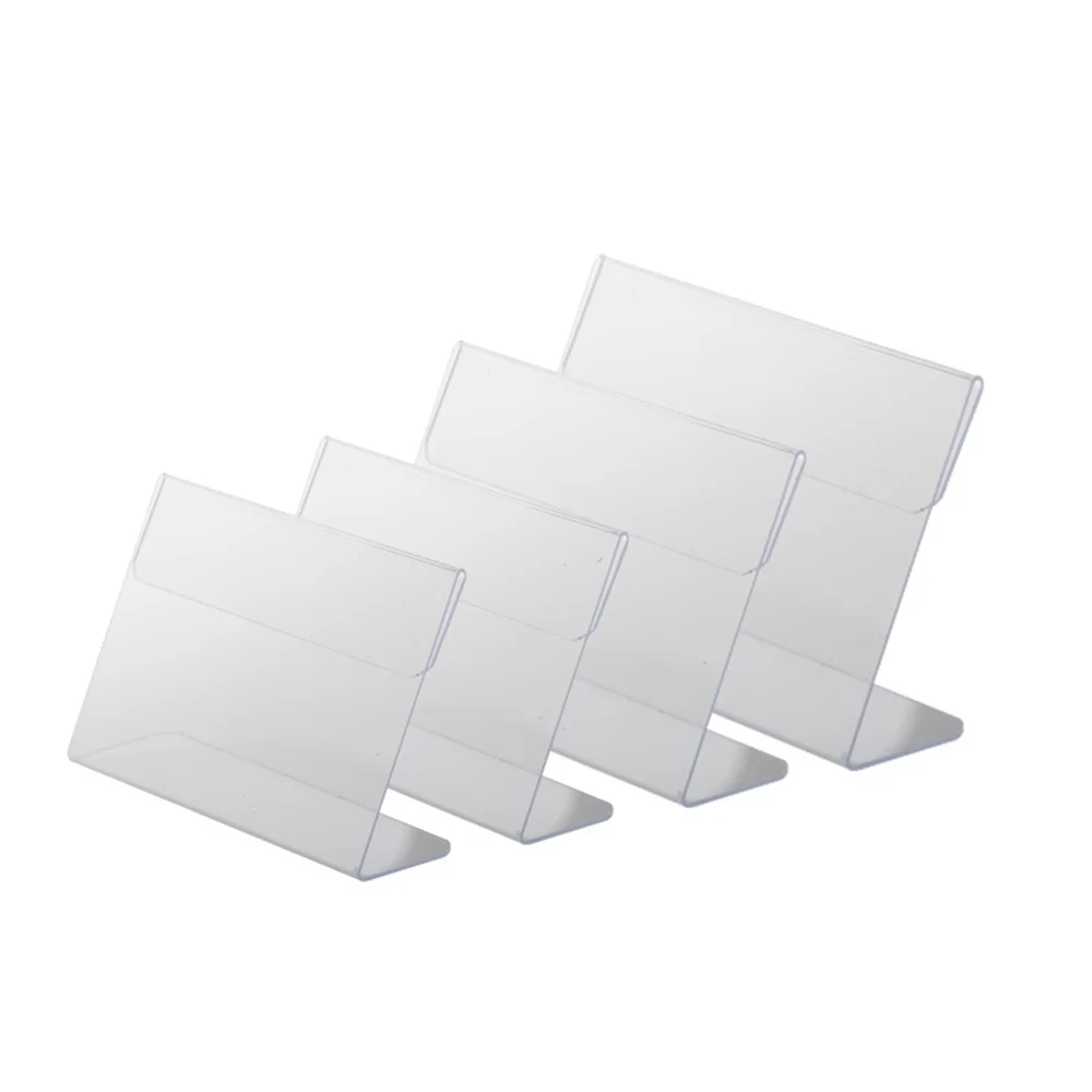 

A4 A5 A6 A7 Clear Pvc Label Sleeve Flexible Supermarket Shelf Counter Top L Shape Petg Sign Holder Stand