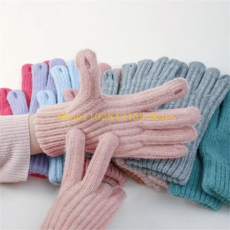 49MC Touch Screens Gloves Thickened Soft Warm Knit Hand Warmers for Women Adults Outdoor Sport Activity Hiking Cycling Gloves