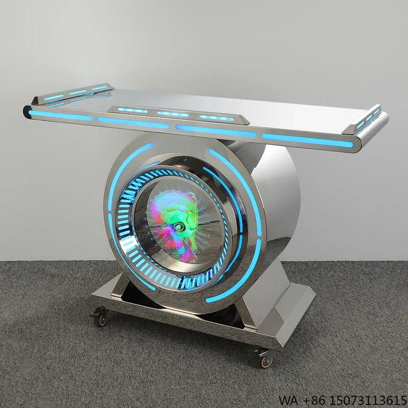 

High Quality Stainless Steel 3D LED DJ Booth Foldable Stand Table Light Bar Disco Pub Customization Display Case US Warehouse