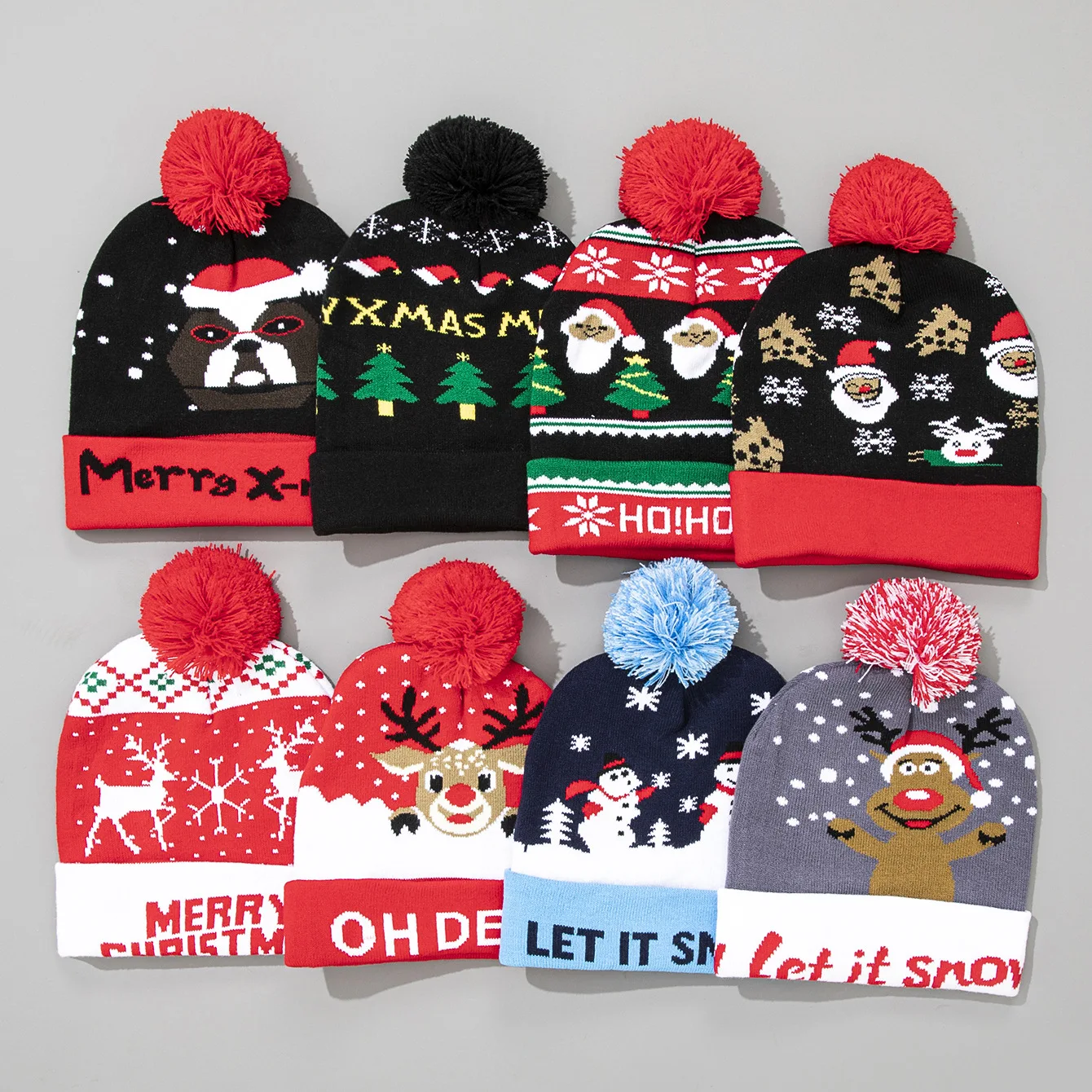 Christmas hat, winter warm-colored knitted hat and scarf set, New Year Christmas gift, party decoration, warm hat and scarf set