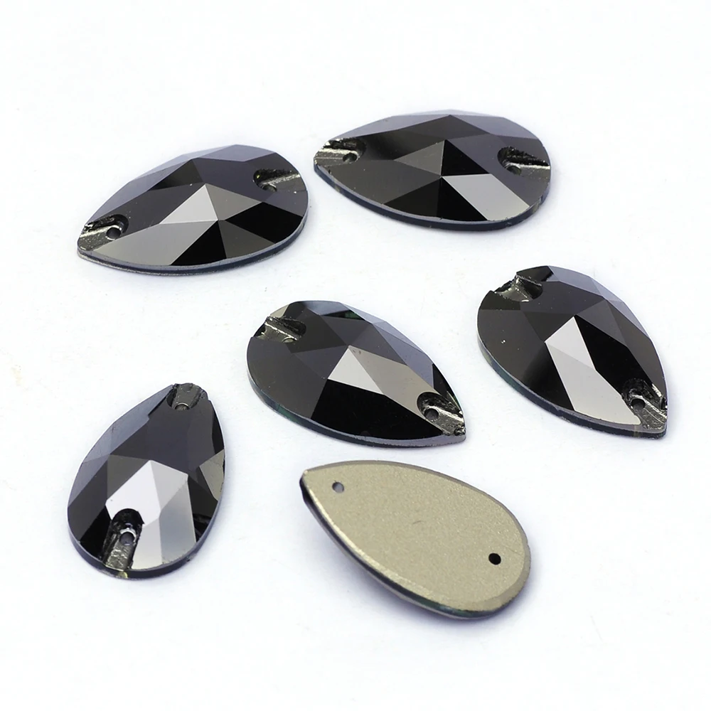 فستان PUBRILEX Jet Hematite ذو ظهر مسطح ستراس فاخر مع أحجار وكريستال خياطة على أحجار الراين لزينة الزفاف