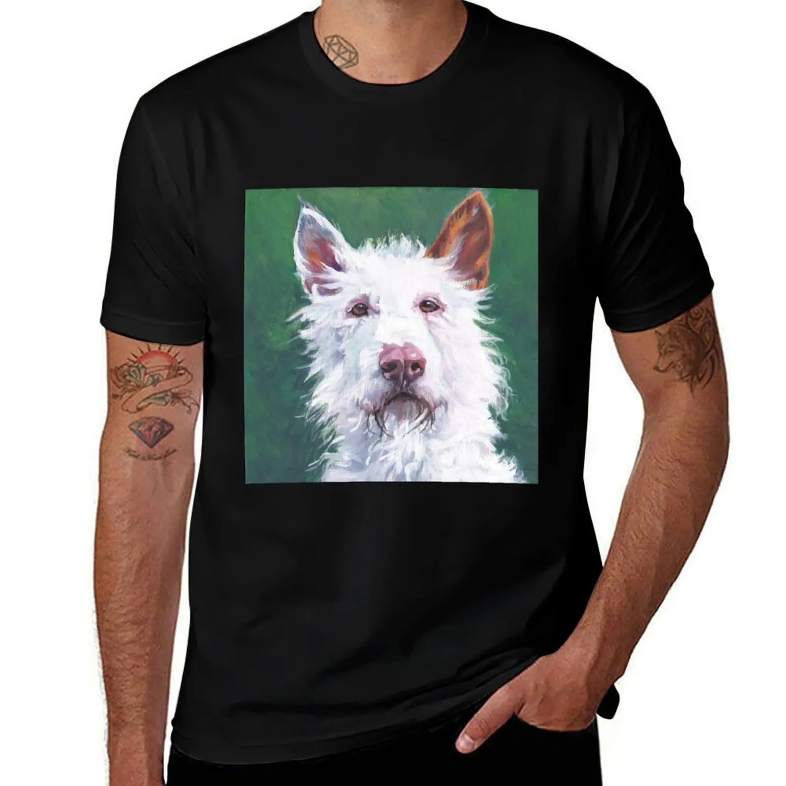 Camiseta con pintura artística del perro ibicenco, camisetas para hombre, camiseta casual