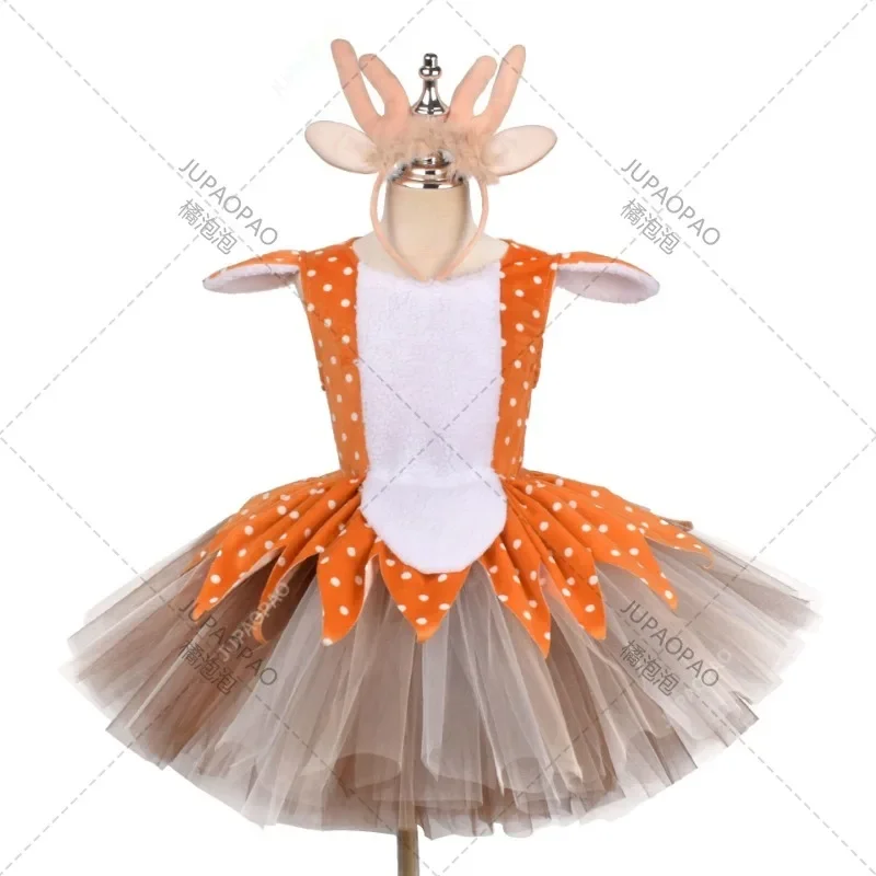 Baby Girls Easter Elk Tutu Dresses Costume Fluffy Pink Tutu Toddler Girls Mini Tulle Skirts Rabbit Dress Up Outfit Kids Clothe