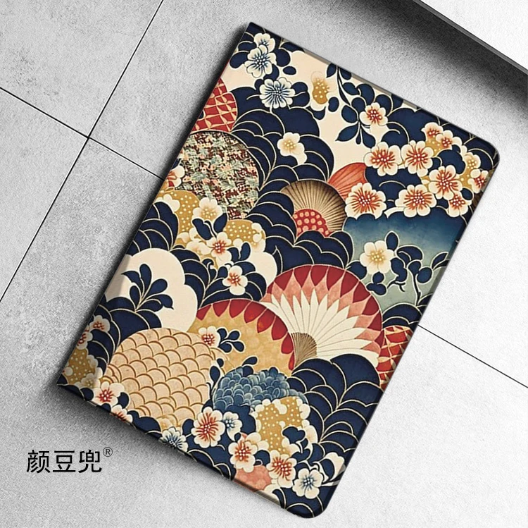 Japanese ethnic style illustration For Samsung Galaxy Tab A7Lite 8.7 2021 Case S9 FE Plus Tri-fold stand Cover Galaxy Tab S6Lite