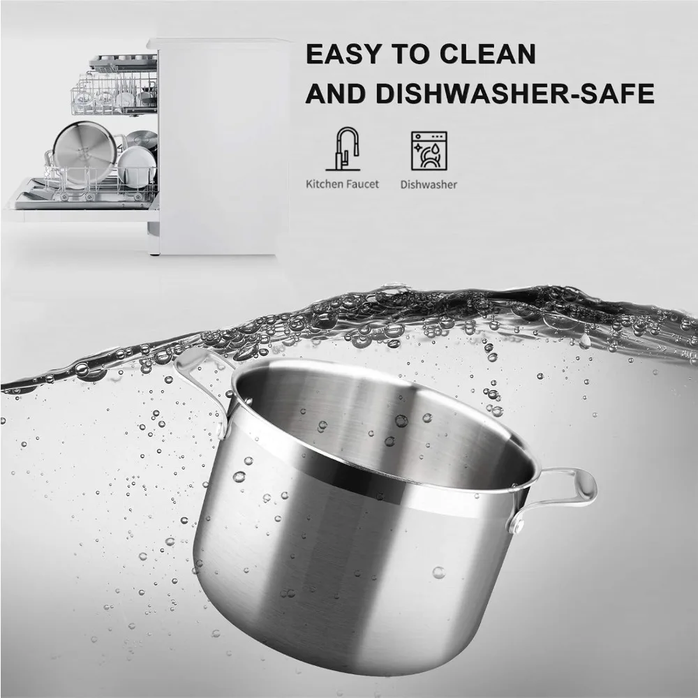 وعاء تخزين من الفولاذ المقاوم للصدأ سعة 8 لتر مع غطاء، يرتدون ثلاثي الطبقات للتدفئة المتوافقة مع أواني الطبخ المتوافقة مع الطهاة المنزلية #6